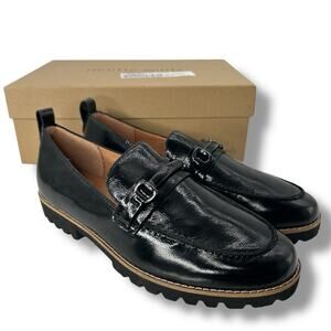 NEW Kenneth Cole Black Leather Loafers SZ 8.5 Eugene Lug Bit Work Office Goth